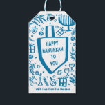 Whimsical Hanukkah Holiday Cute Driedel Custom Gift Tags<br><div class="desc">Perfect cute custom gift tag! Hand made art for you! Perfect for a winter, hanukkah, holiday party or other event. FULLY CUSTOMIZABLE! Click on “Personalize” above to edit the text. Click "edit using design tool" to adjust the fonts, colours and placements. (check my shop for alternate designs too) THANK YOU...</div>