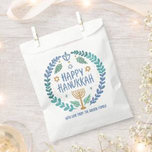 Whimsical Hanukkah Holiday Menorah Dreidel Custom Favour Bag