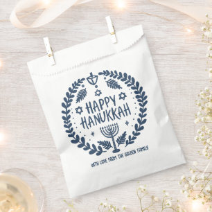 Whimsical Hanukkah Holiday Menorah Dreidel Custom Favour Bag