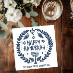 Whimsical Hanukkah Holiday Menorah Dreidel Custom Napkin<br><div class="desc">Perfect cute custom Hanukkah party napkin! Hand made art for you! Perfect for a winter, hanukkah, holiday party or other event. FULLY CUSTOMIZABLE! Click on “Personalize” above to edit the text. Click "edit using design tool" to adjust the fonts, colours and placements. (check my shop for alternate designs too) THANK...</div>