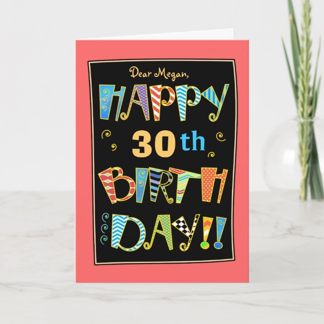 Whimsical Happy 30st Birthday-Funny Card (Front)