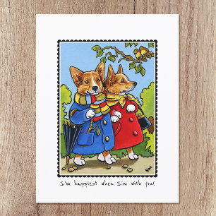 Whimsical Happy Corgi Dog Custom Postcard