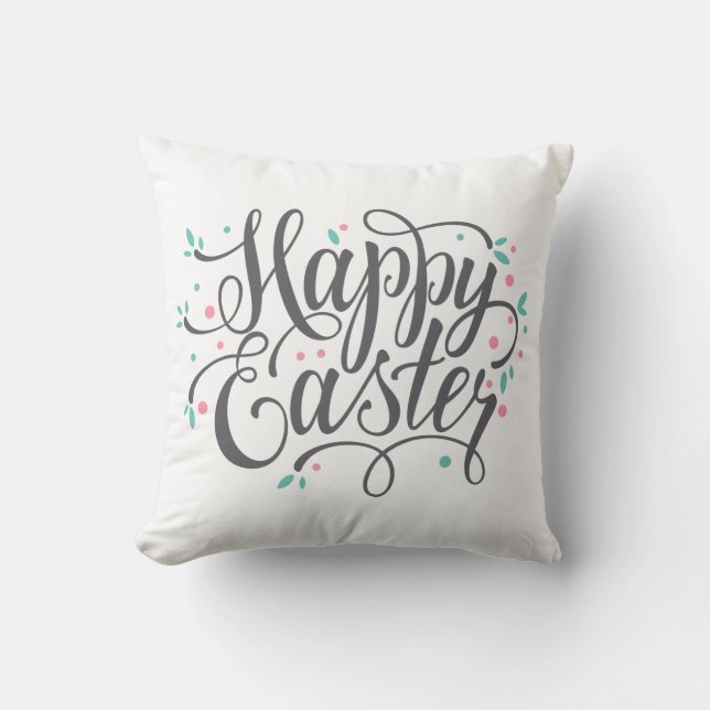 Whimsical Happy Easter Calligraphy | Throw Pillow (Front)