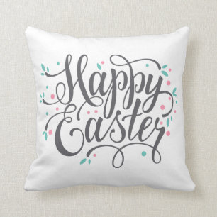 Whimsical Happy Easter Calligraphy   Throw Pillow