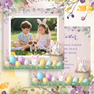 Whimsical Happy Easter Family Photo Holiday Card