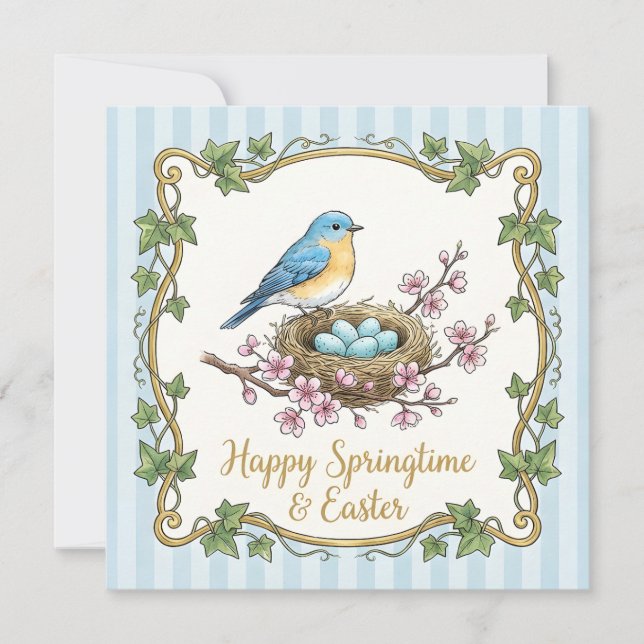 Whimsical Happy Easter Greeting Card (Front)