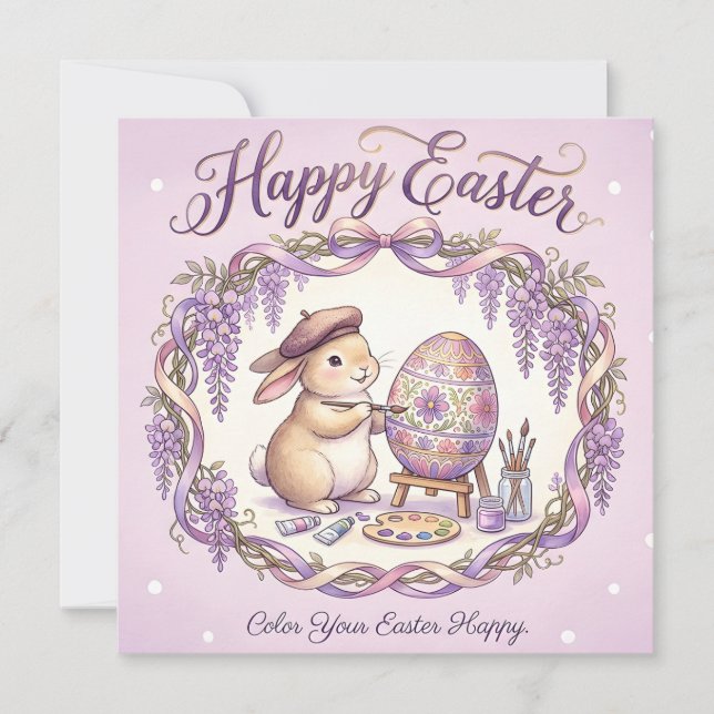 Whimsical Happy Easter Greeting Card (Front)