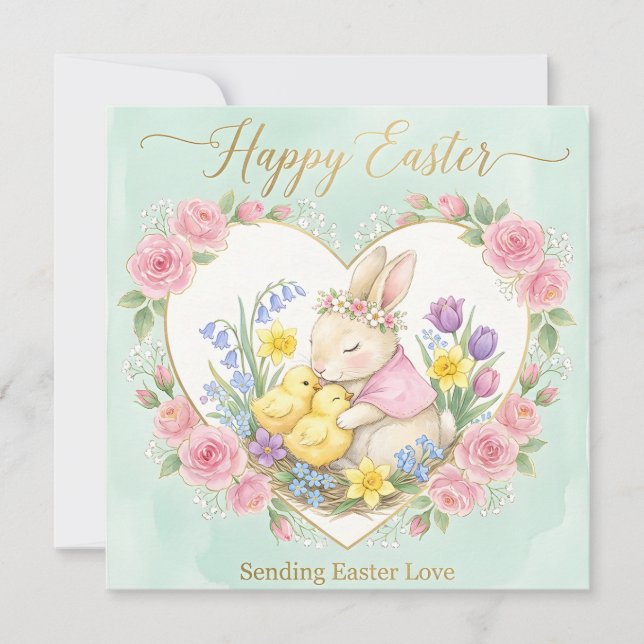 Whimsical Happy Easter Greeting Card (Front)
