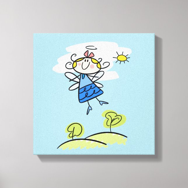 Whimsical Happy Flying Angel Fairy Canvas Print (Front)