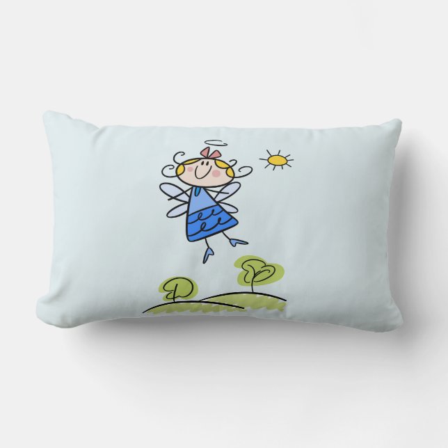 Whimsical Happy Flying Angel Fairy Lumbar Pillow (Front)