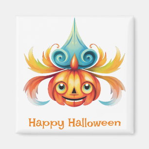 Whimsical Happy Halloween Pumpkin Magnet