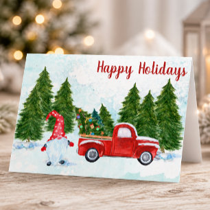 Whimsical Happy Holidays Gnome Card