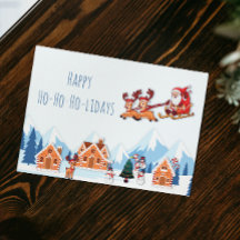 Whimsical Happy Holidays Santa Winter Christmas