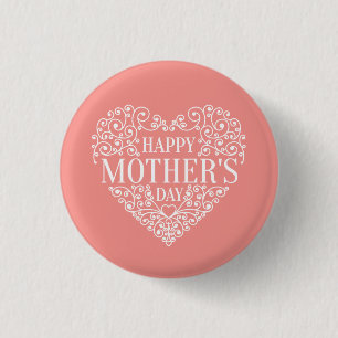 Whimsical Happy Mother's Day Pin Button