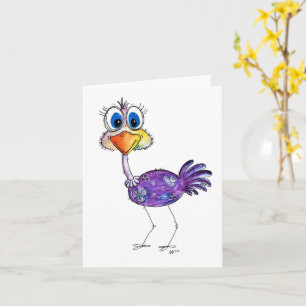Whimsical Happy Purple Ostrich Card