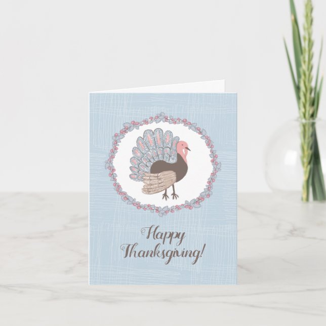 Whimsical Happy Thanksgiving Card (Front)