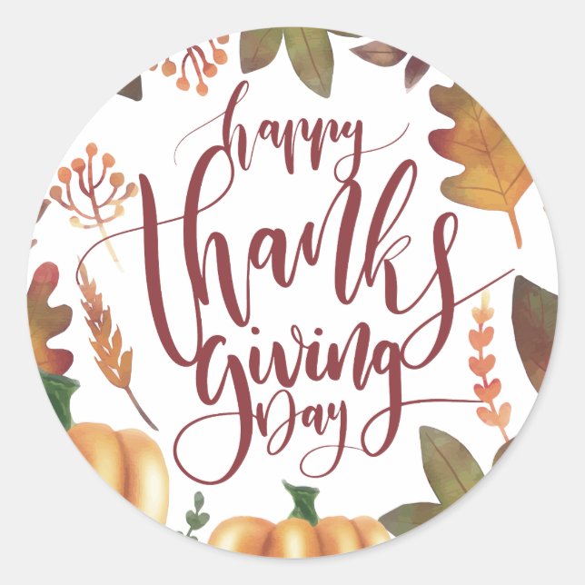 Whimsical Happy Thanksgiving Day | Sticker (Front)