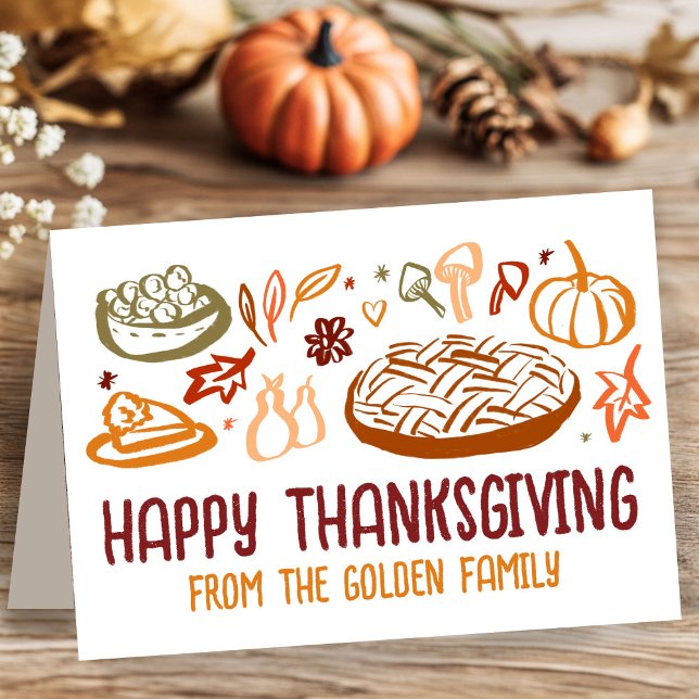Whimsical Happy Thanksgiving Friendsgiving Vegan Card (Whimsical CUSTOM Happy Thanksgiving Friendsgiving Vegan Vegetarian Card
)