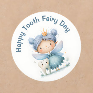 Whimsical Happy Tooth Fairy Day Classic Round Sticker