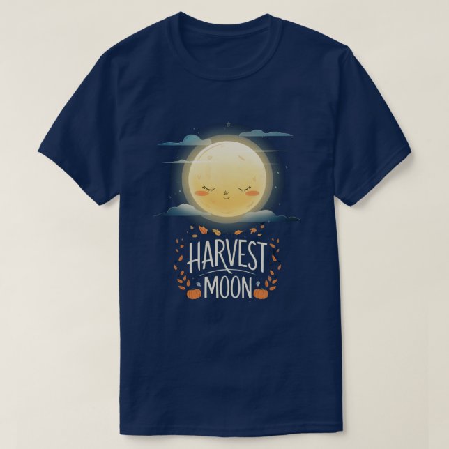 Whimsical Harvest Moon Amid Autumn Bliss T-Shirt (Design Front)