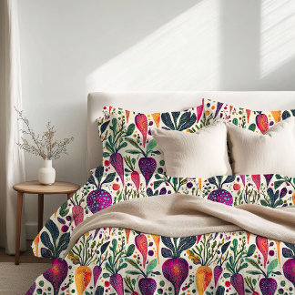 Whimsical Harvest: Vibrant Vegetable Garden Duvet Cover