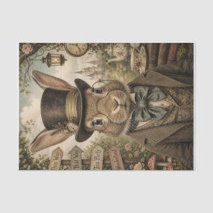 Whimsical Hatter Hare Tissue Decoupage Paper