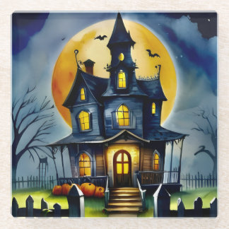 Whimsical Haunted House: Glass Coaster 