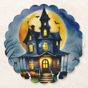 Whimsical Haunted House: Scalloped Round Coasters