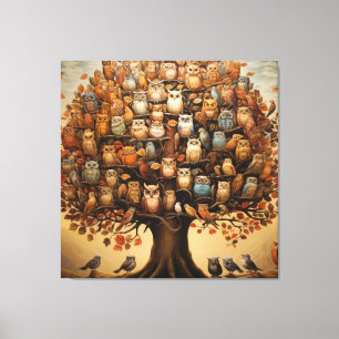 Whimsical Haven: The Owl-Adorned Arboretum Canvas Print