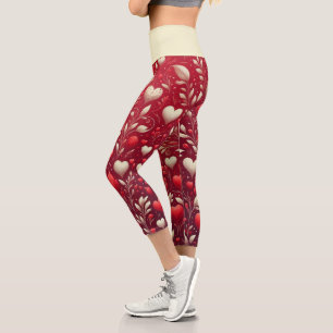 Whimsical Heart and Leaves Leggings