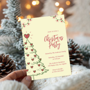 Whimsical Heart Christmas Tree Holiday Party Invitation