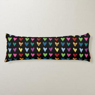 Whimsical Heart Doodles Pattern Body Pillow