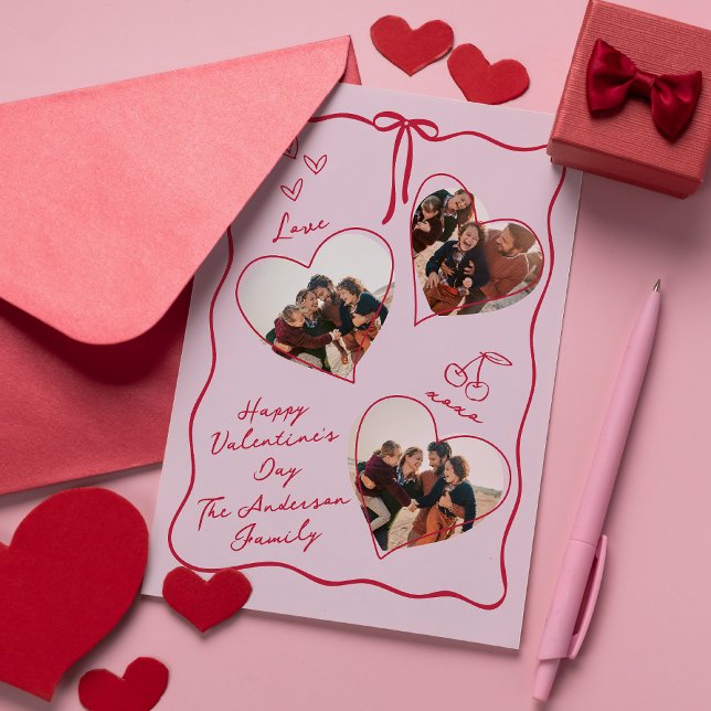 Whimsical Heart family Valentine's Day Carte photo (Créateur téléchargé)