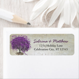 Whimsical Heart Leafed Tree Plum Return Address