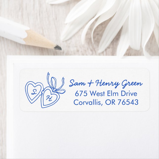 Whimsical Heart Locket Doodle CUSTOM Return Addres (Insitu)