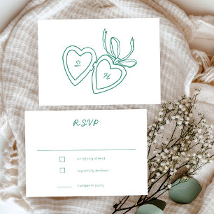 Whimsical Heart Locket Doodle Sketch CUSTOM RSVP Card
