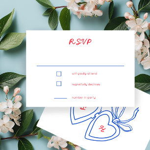 Whimsical Heart Locket Doodle Sketch CUSTOM RSVP Card