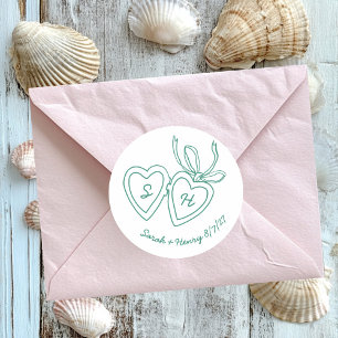 Whimsical Heart Locket Doodle Sketch Modern CUSTOM Classic Round Sticker