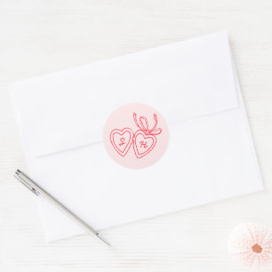 Whimsical Heart Locket Doodle Sketch Modern CUSTOM Classic Round Sticker