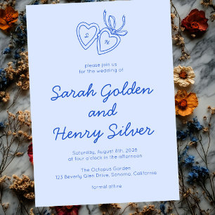 Whimsical Heart Locket Doodle Sketch Modern CUSTOM Invitation