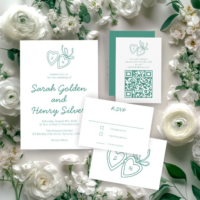 Whimsical Heart Locket Doodle Sketch Modern CUSTOM Invitation (Whimsical Heart Locket Doodle Sketch Modern CUSTOM Invitation
)