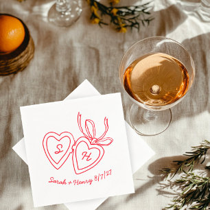 Whimsical Heart Locket Doodle Sketch Modern CUSTOM Napkin