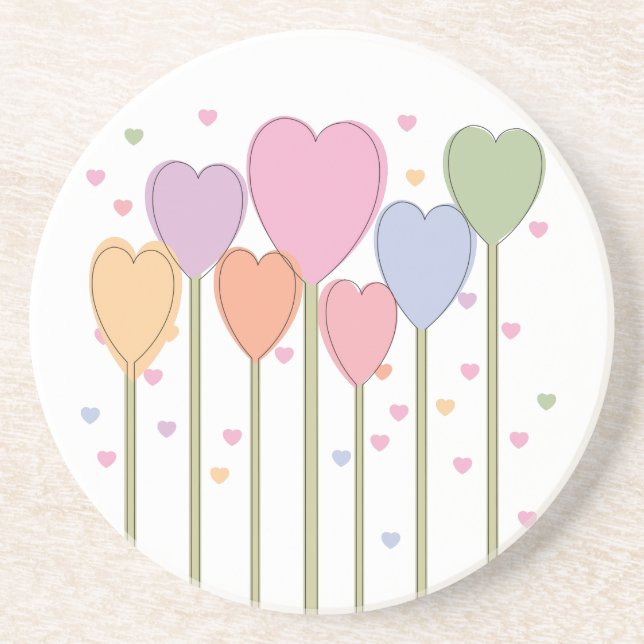 Whimsical Heart Lollipops Coaster (Front)