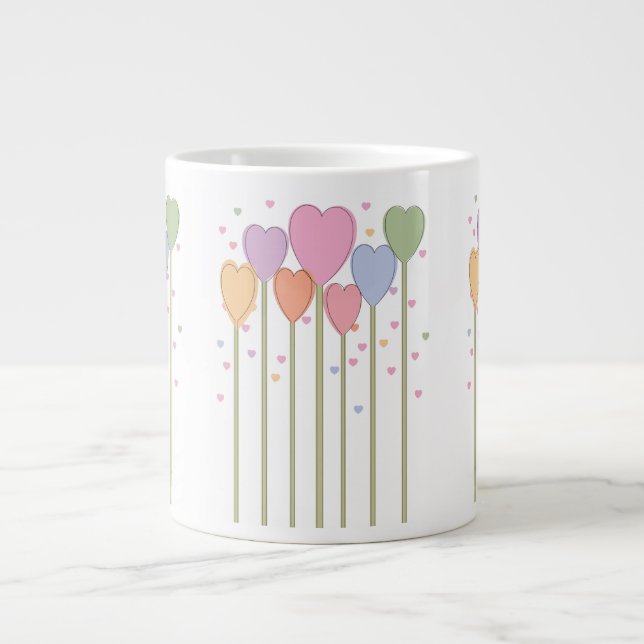Whimsical Heart Lollipops Large Coffee Mug (Front)