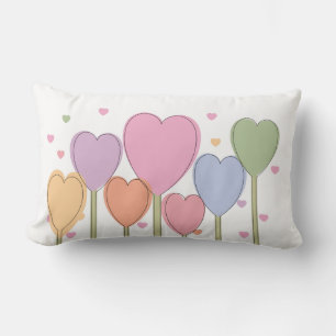 Whimsical Heart Lollipops Lumbar Pillow