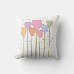 Whimsical Heart Lollipops Throw Pillow