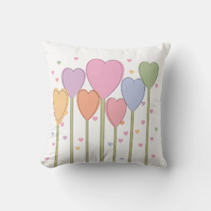 Whimsical Heart Lollipops Throw Pillow