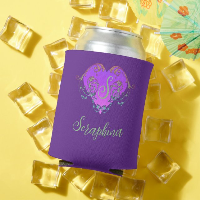 Whimsical Heart Personalized Can Cooler (In Situ Summer)