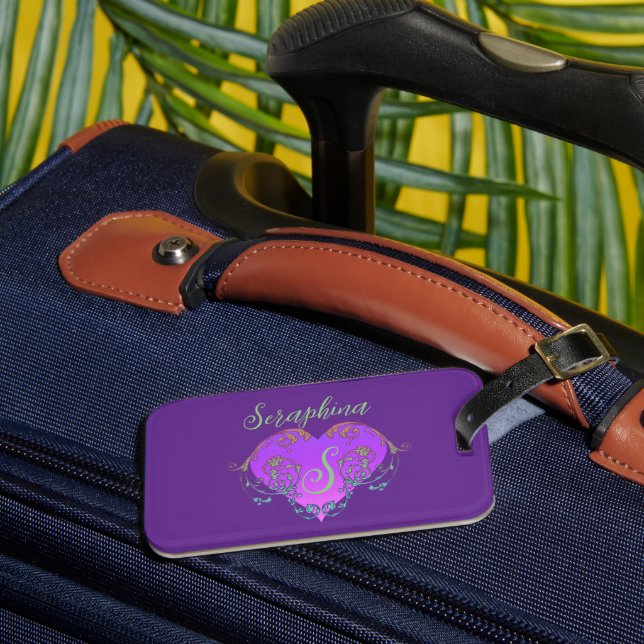 Whimsical Heart Personalized  Luggage Tag (Front Insitu 3)