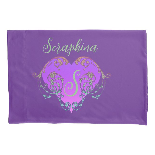 Whimsical Heart Personalized Pillowcase (Front-Left)